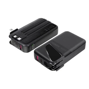 Powerbank Tragbares Ladegerät mit Wechselstromstecker USB C + eingebautem Kabel - Zdjęcie 1 z 20