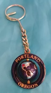 Vintage Portland Oregon World Globe Keychain Ring - Picture 1 of 12