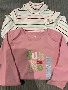 Lot 2 pc Baby Gap Girls Long Sleeve Cotton Bodysuit Romper One Piece 6-12 Months - Picture 1 of 9