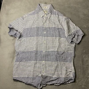 J Crew Baird McNutt Irish Linen Shirt Mens Medium Classic Fit Blue Button Down - Picture 1 of 8