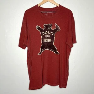 Lucky Brand Mens T-Shirt XL Red Bear Graphic Hipsters Casual Basics - Picture 1 of 7