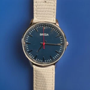 Breda Watch Men 39mm Gold Tone Green Dial Brown Leather Band New Battery - Picture 1 of 5