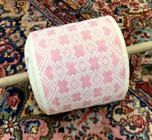Antique Vintage Woven Trim Edging Blanket Coverlet Pink & White 20 Yards - Picture 1 of 3