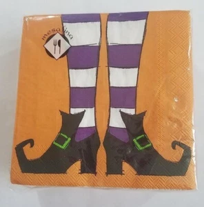 Halloween Hexe Schuhe und Strümpfe Getränk Cocktail Papierservietten 40 Ct 3-lagig - Bild 1 von 2