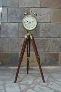 Wooden Clock Grandfather Style Floor Clock Vintage Folding Tripod Home /Office - Picture 1 of 6
