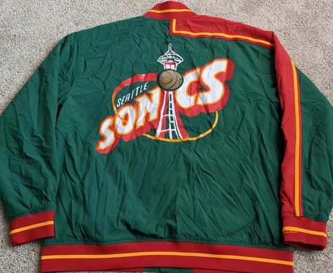 Mitchell & Ness Seattle Super Sonics 95-96' Warm Up Jacket Payton Kemp Sz 52 2XL Cover