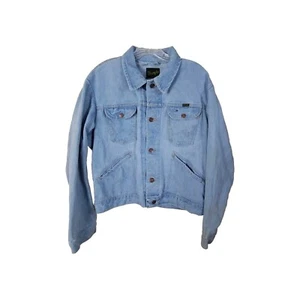 Vintage 70s Wrangler Selvedge Denim Western Jacket Mens Sz 44 USA Rare Mercedes - Picture 1 of 23