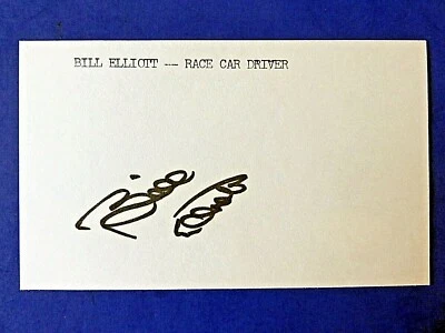 BILL ELLIOTT SIGNED 3x5 INDEX CARD Auto Racing NASCAR ~ JSA COA - Image 1 of 2