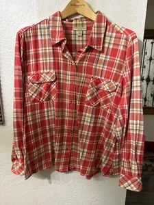 Blusa Camisa Appleseeds Roja Franela a Cuadros Botón Frontal Talla PXL - Imagen 1 de 5