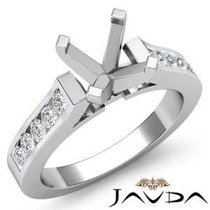 Round Channel Setting Semi Mount Diamond Modern Sleek Engagement Ring 0.50 Ctw. - Picture 1 of 24