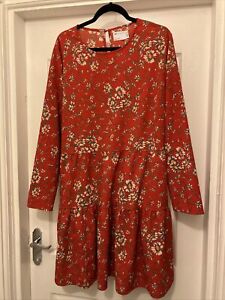 Asos design red floral tiered dress size 20