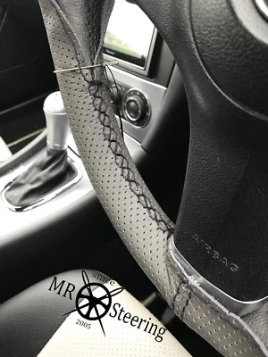 PARA VW CADDY 3 03+ GRIS CUERO PERFORADO CUBIERTA VOLANTE NEGRO DOBLE ST Foto 1 de 4