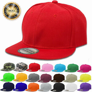 Mens Snapback Baseball Cap Hat Hip-Hop Plain Army Adjustable Flat Trucker Hats