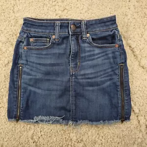 American Eagle Womens Jean Skirt Hi-Rise Mini Nxt Lvl Stretch X Sz 00 25W Zipper - Picture 1 of 8