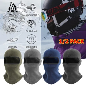 1-2PC Winter Balaclava Fleece Full Face Mask Men Women Thermal Windproof Ski Hat - Picture 1 of 24