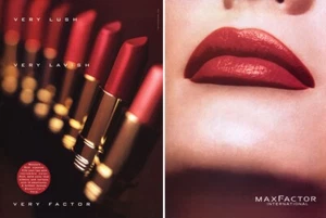 1992 Max Factor lips lipstick makeup 2-page MAGAZINE AD - Picture 1 of 1