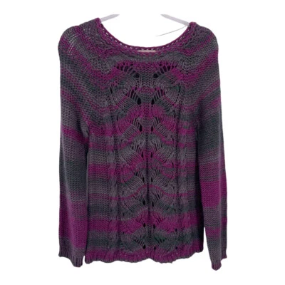 Suéter Pullover Lolas Gris Púrpura Manga Larga Cuello Redondo Lana Talla Pequeña Foto 1 de 4