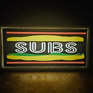 Subs Sandwich Light Up Sign Easy Window Display Wall hanging Installation 29×15 - Picture 1 of 12