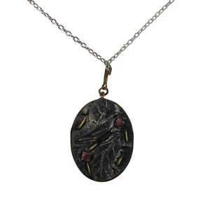 Vintage Halskette mit Anhänger Pendant Modeschmuck Handarbeit 1980er Jahre - Bild 1 von 5