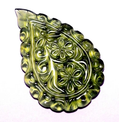 32.30 CtsNatural Sarpantine Hand Made Carving 45x30 mm Green Loose Gemstone - Image 1 of 4