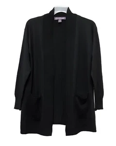 Gloria Vanderbilt XS Women's Cardigan Long Sleeve Open Front Knit Sweater Black - Picture 1 of 9