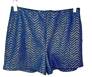 Charlotte Russe Women's/Juniors Blue Sparkle Shorts Size M Zig Zag design_4238 - Picture 1 of 6