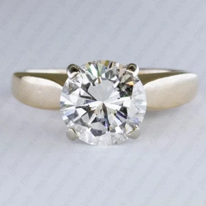 1.99Ct Round Brilliant Lab Grown IGI Certified Diamond 14K Yellow Gold Ring - Picture 1 of 15