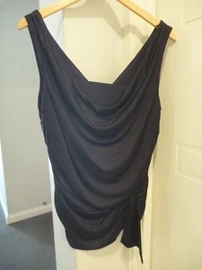 Women's top, blouse, rouched, DUSK, Size 16, Black - Picture 1 of 8
