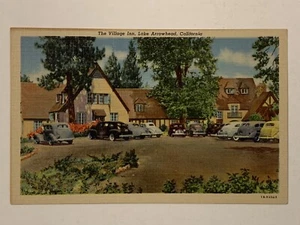 Vintage Village Inn Lake Arrowhead Linen Postcard California 30s 1930s Cars  - Picture 1 of 5