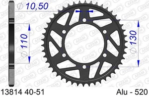 AFAM Racing Kettenrad Aluminium hinten - 520 - 13814-43 - 43 Zähne - Bild 1 von 1