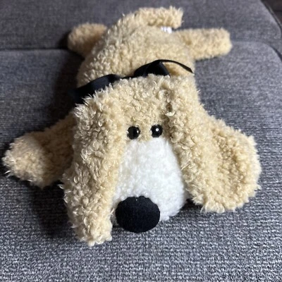 动物冒险小狗棕褐色卷曲毛绒填充动物 14 英寸复古软呢蝴蝶结 — 第 1/4 张图片