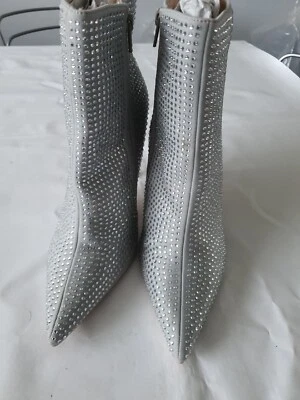 Women's UK6 Wide Fit Public Desire Verona Boots Grey Diamonte - Image 1 of 4