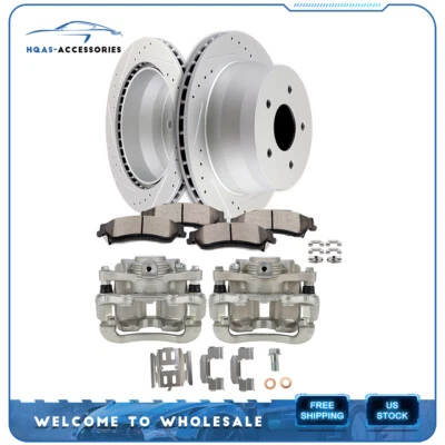 For 98-2005 GMC Jimmy Rear Brake Calipers Rotors Ceramic Pads Diver + Passenger - Image 1 of 4