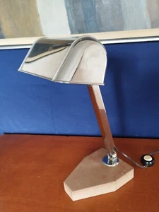 LAMPE ART DECO DE NOTAIRE A BRAS COULISSANT INCLINABLE EN METAL CHROME ET MARBRE - Imagen 1 de 11