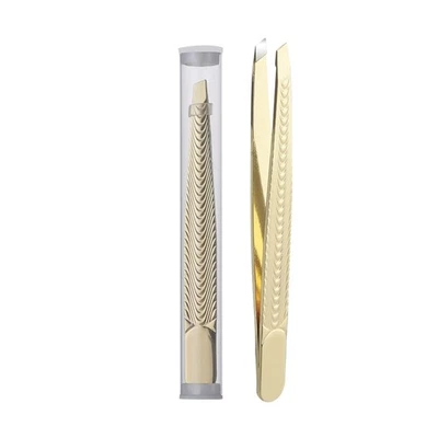 Pinza para pestañas punta plana inclinada pinza para cejas barba remoción de vello aplicador de pestañas∂ Foto 1 de 4