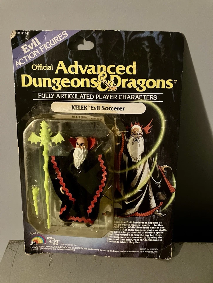 D&D Advanced Dungeons & Dragons Kelek Evil Sorcerer by LJN TSR carded worn card - Image 1 of 4
