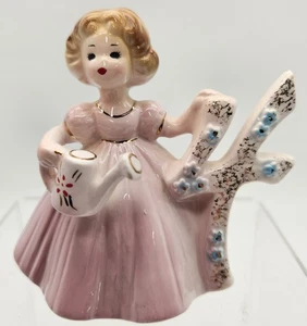 Vintage Josef Originals Pink Birthday Girl Age 4 Hand Painted Ceramic 3.5" - Picture 1 of 10