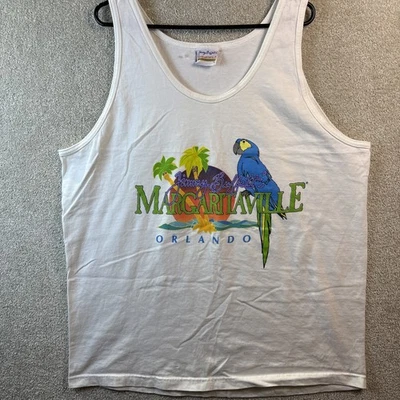 Camiseta sin mangas vintage Jimmy Buffet Margaritaville Orlando para hombre XL blanca tropical Foto 1 de 4