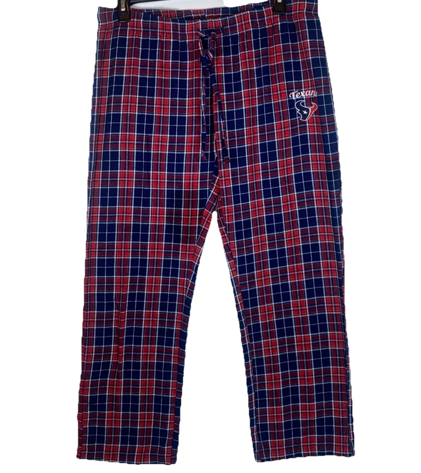 NFL Houston Texans Hombres XL Azul Rojo Franela Pijama Lounge Pantalones con Logo del Equipo Foto 1 de 4