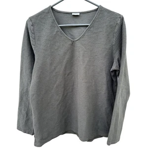Lascana Women's Gray Textured Long Sleeve V-neck Shirt Size Large 12/14 - Picture 1 of 4