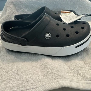 New With Tags Crocs Crocband II Black & White Clogs Shoes Women’s Size 7 Men 5 - Picture 1 of 9