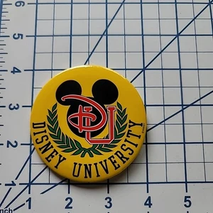 Disney University c1993 Vintage Yellow Button Pin Back 3" - Picture 1 of 3