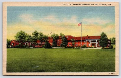 Postcard GA Atlanta US Veterans Hospital No 48 Linen Vintage PC N1003 - Image 1 of 2