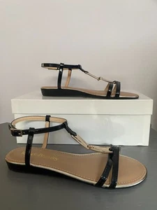 RUSSELL & BROMLEY Black Patent Trinket Flat Sandals UK4 EU 37 BNIB - Picture 1 of 6