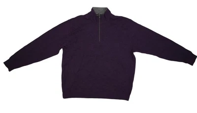 Suéter Orvis Para Hombres XL Púrpura Cuarto Cremallera Pima Algodón Mezcla Tencel Tejido Pullover Foto 1 de 4