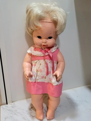 "Muñeca bebé suave Mattel Tender Love 16"" vintage 1969 bebidas y mojadas sin probar" Foto 1 de 4