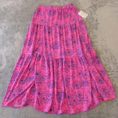 Falda LuLaRoe Amapola Pequeña Rosa Púrpura Floral Larga Pull On Nueva Foto 1 de 4