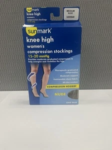 Sunmark knee high women's compression stockings 15-20mmHg Medium Nude #3455540 - Picture 1 of 2