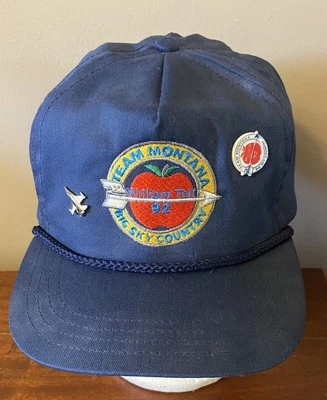 Vintage William Tell 92 Team Montana Big Sky Adjustable Trucker Hat Cap w/Pins - Image 1 of 4