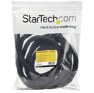 StarTech Cable Management 15ft - Cable Sleeve Tidy Black Nylon Poly WKSTNCM2 - Image 1 of 4
